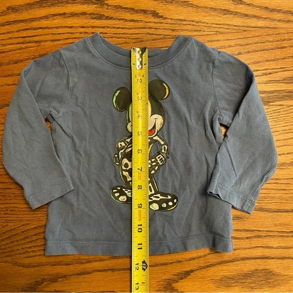 GAP Gray Long Sleeve Kids Shirt with Mickey Mouse 12-18 months - Picture 4 of 5